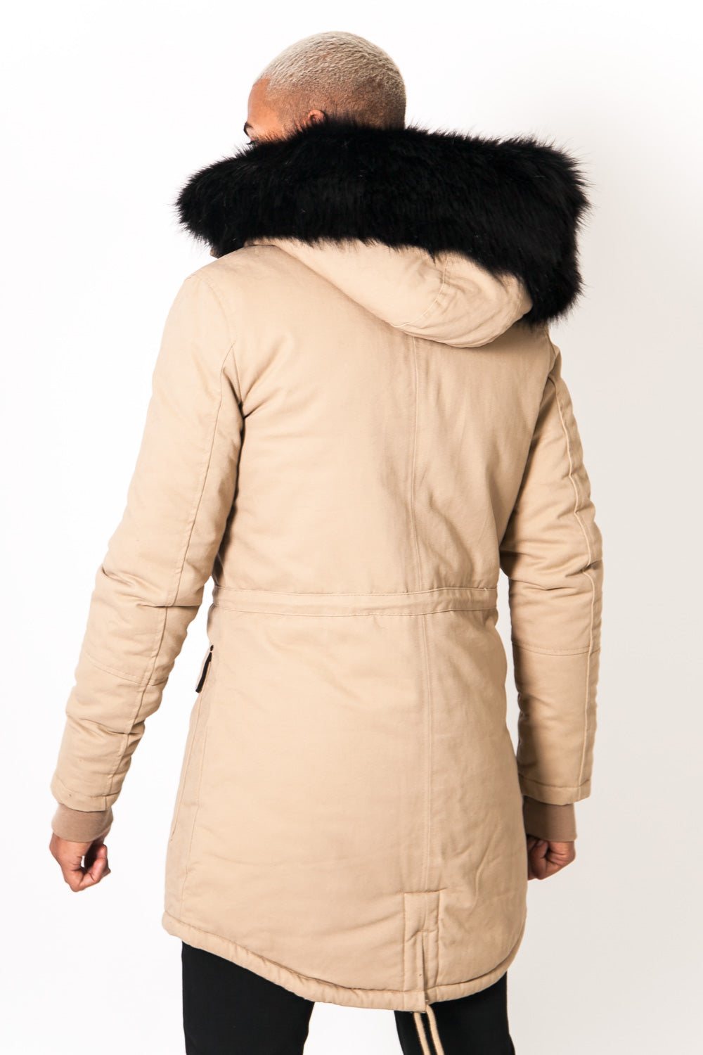 Sixth June - Parka capuche large fourrure beige noir
