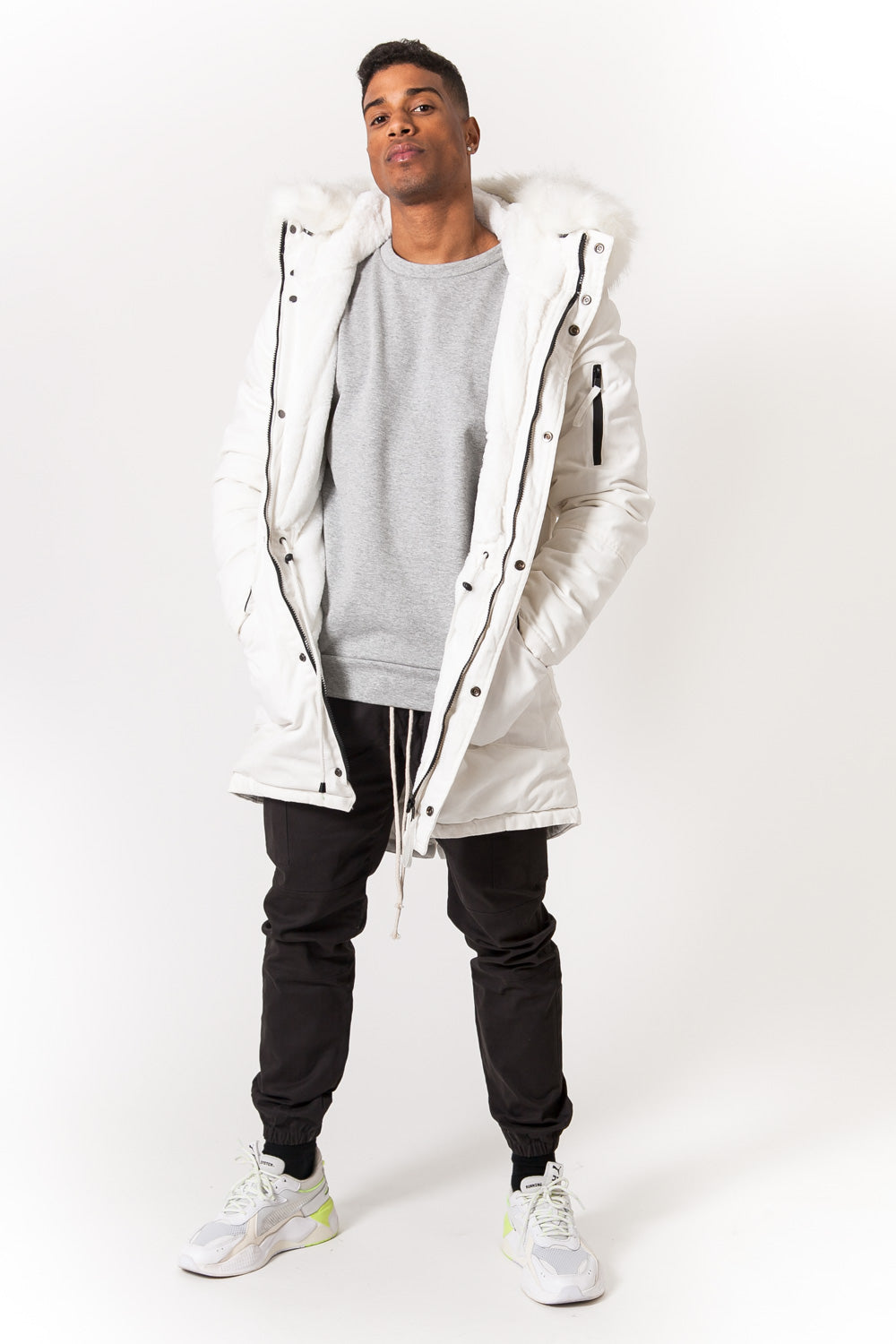 Sixth June - Parka capuche large fourrure blanc