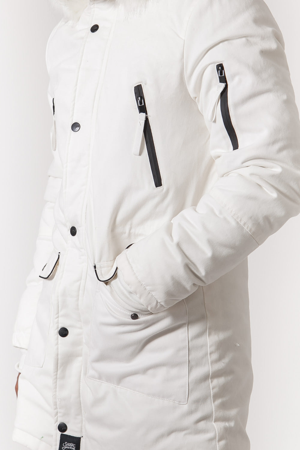 Sixth June - Parka capuche large fourrure blanc
