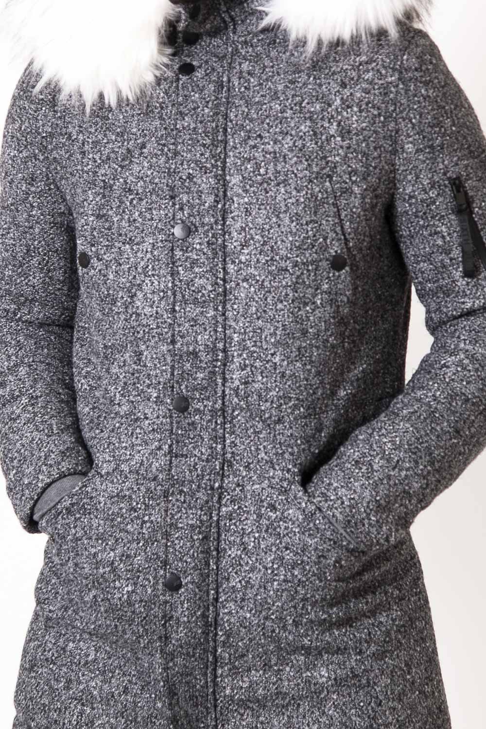 Sixth June - Parka laine large fourrure gris blanc