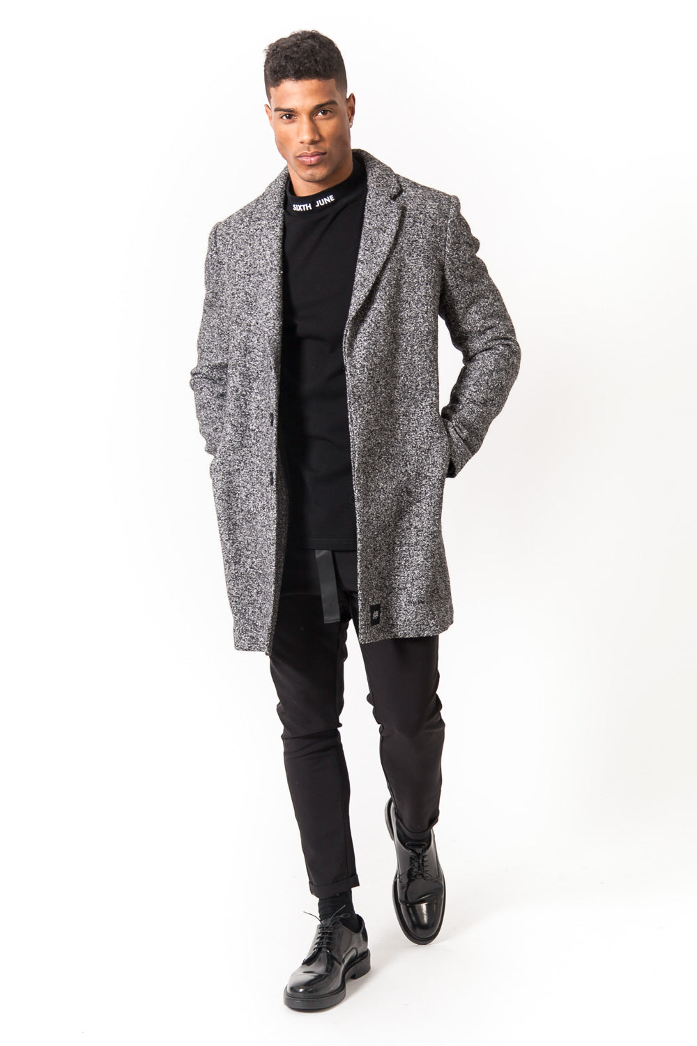 Sixth June - Manteau long laine gris chiné