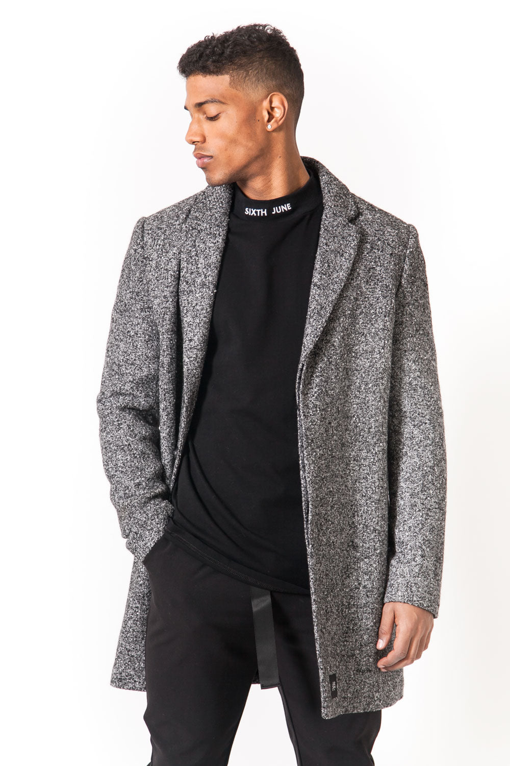 Sixth June - Manteau long laine gris chiné