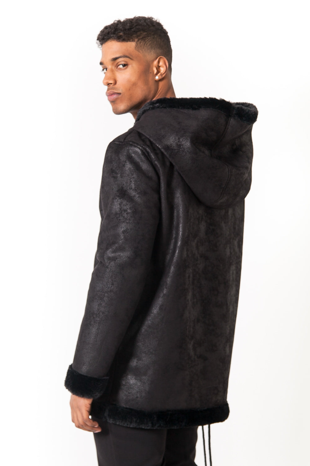 Sixth June - Manteau large peau doublé noir