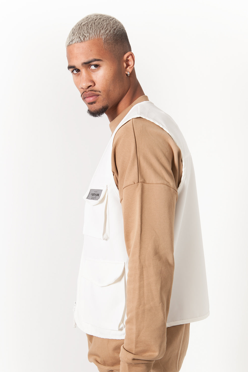 Sixth June - Gilet sans manches réfléchissant cargo blanc cassé