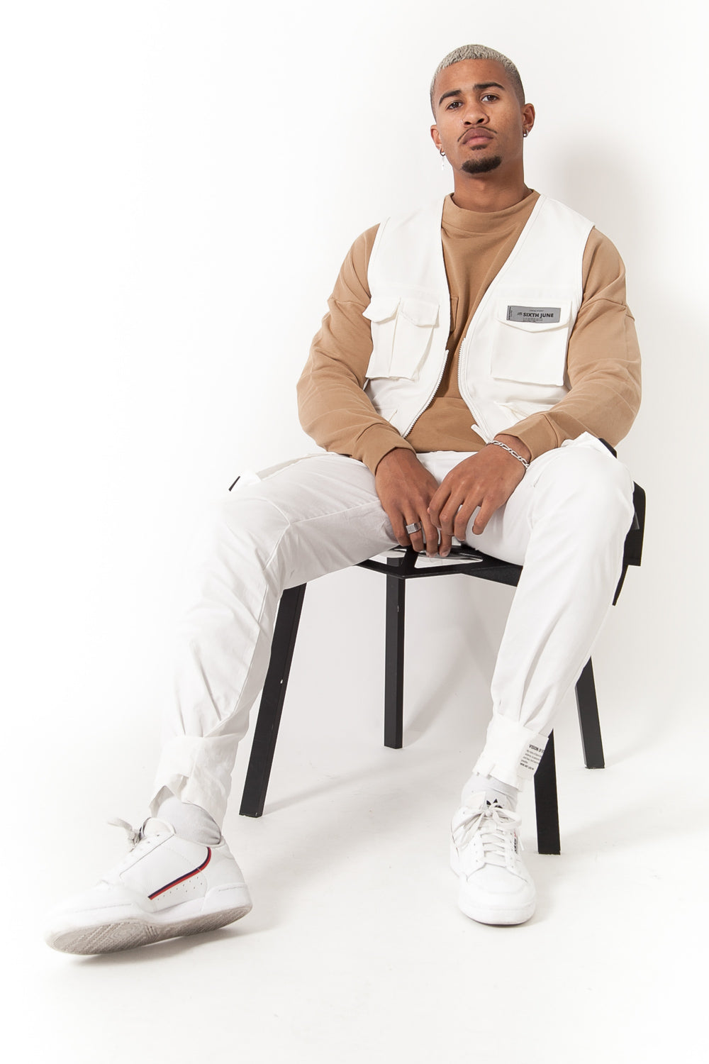 Sixth June - Gilet sans manches réfléchissant cargo blanc cassé