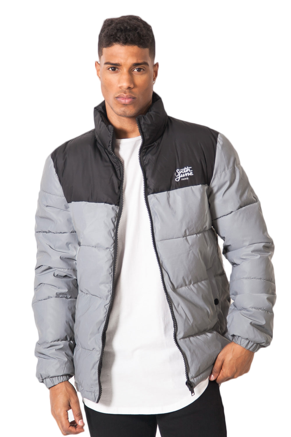 Sixth June - Doudoune courte réfléchissante bicolore gris