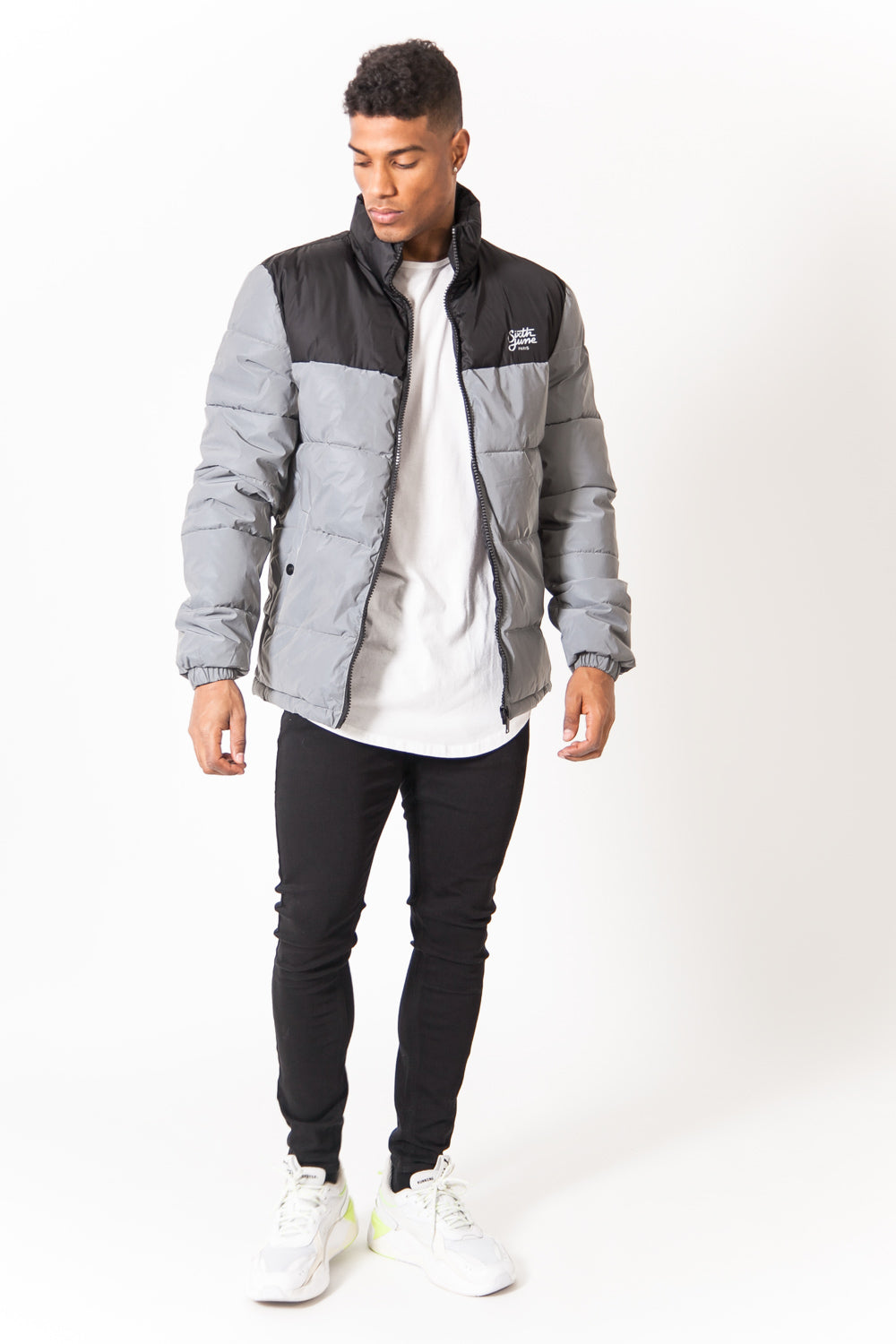 Sixth June - Doudoune courte réfléchissante bicolore gris