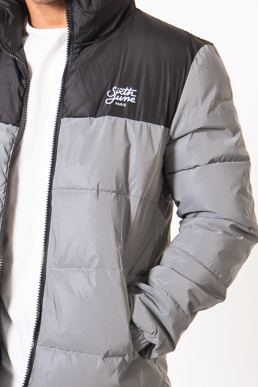 Sixth June - Doudoune courte réfléchissante bicolore gris