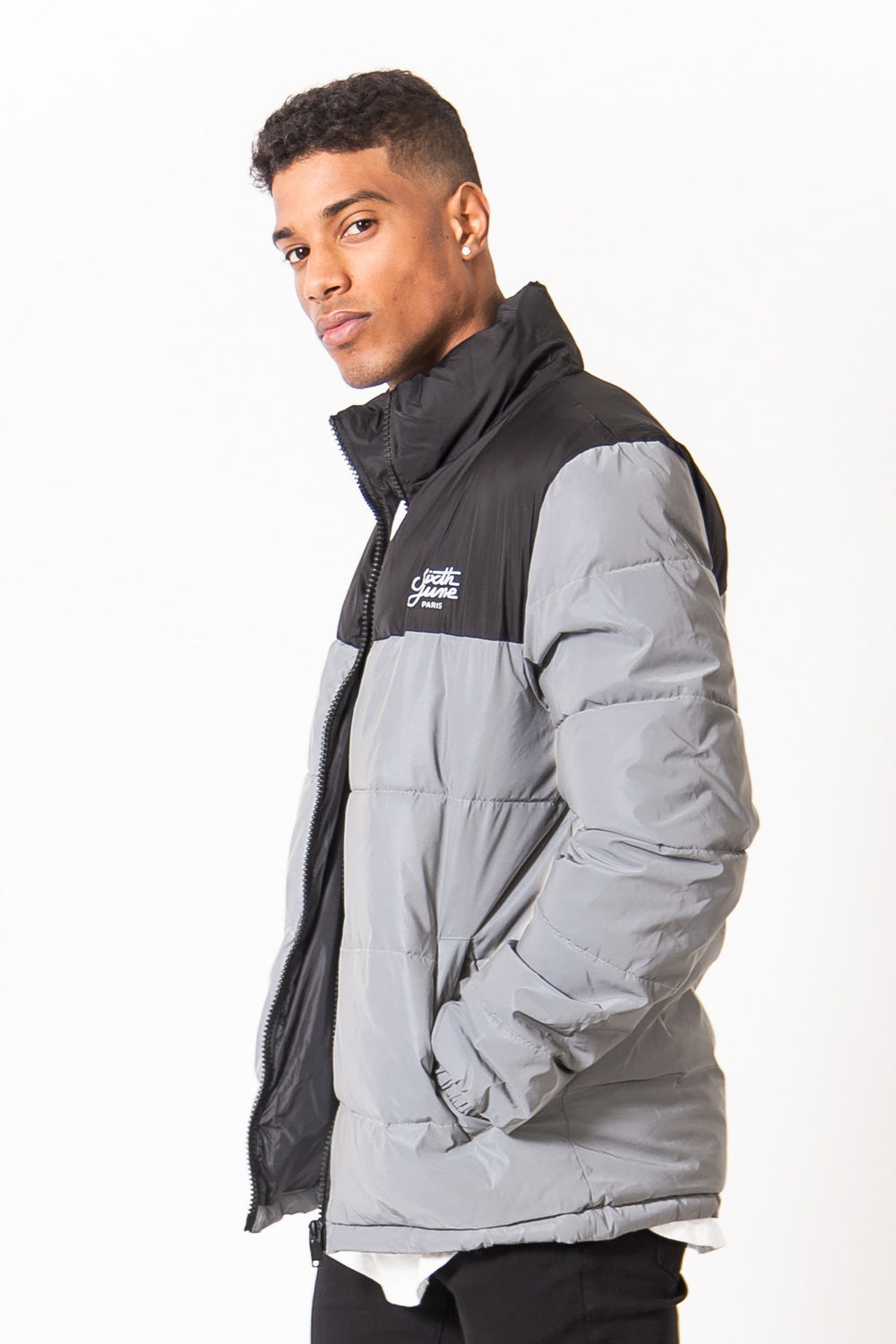 Sixth June - Doudoune courte réfléchissante bicolore gris