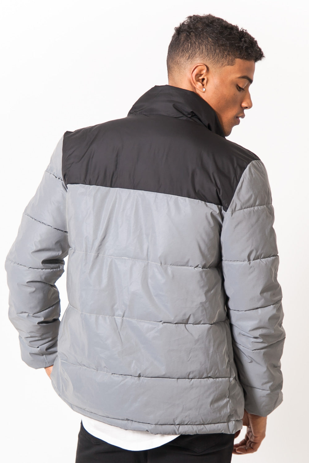 Sixth June - Doudoune courte réfléchissante bicolore gris