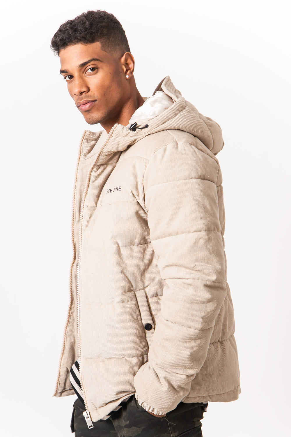 Sixth June - Doudoune velours capuche beige