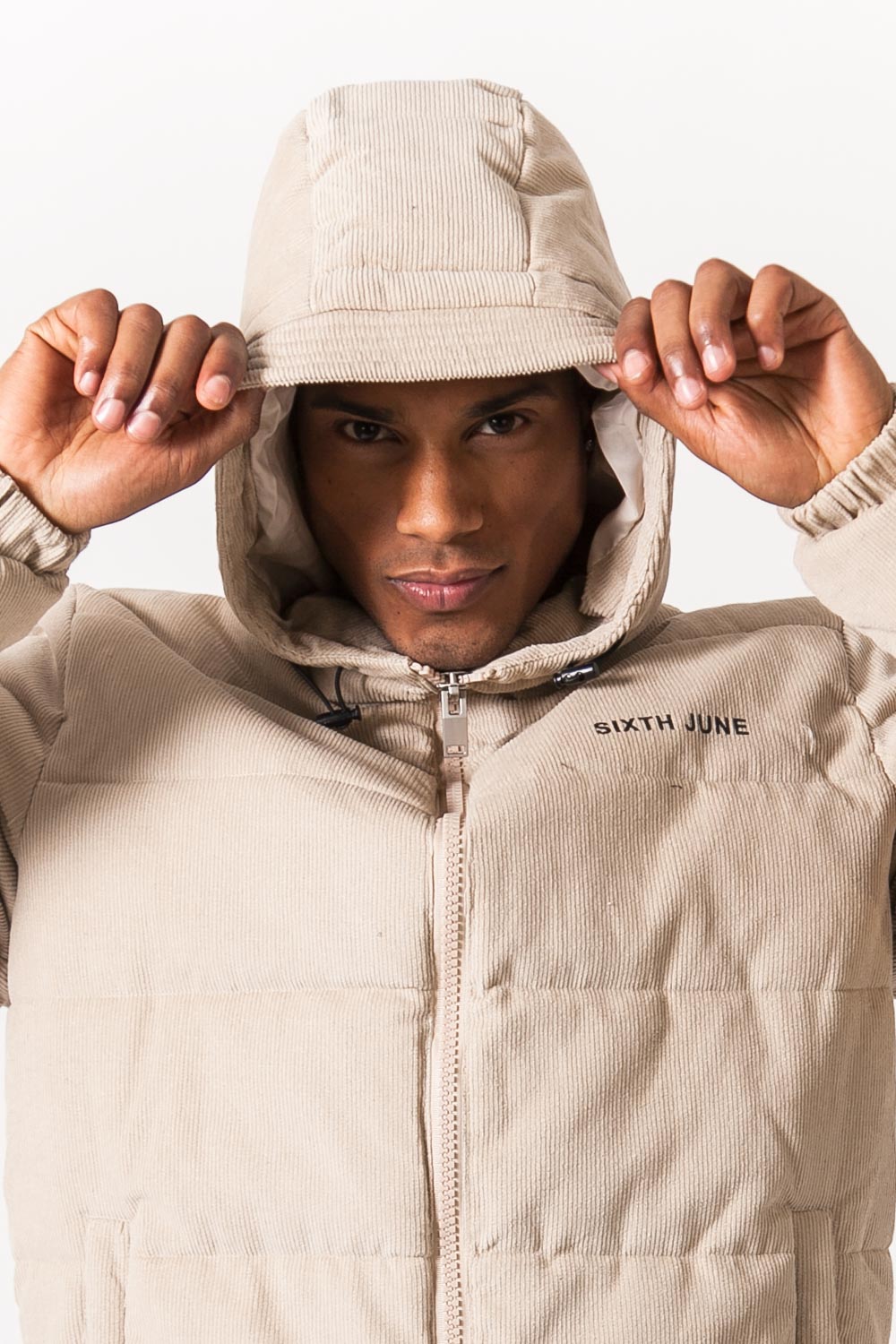 Sixth June - Doudoune velours capuche beige