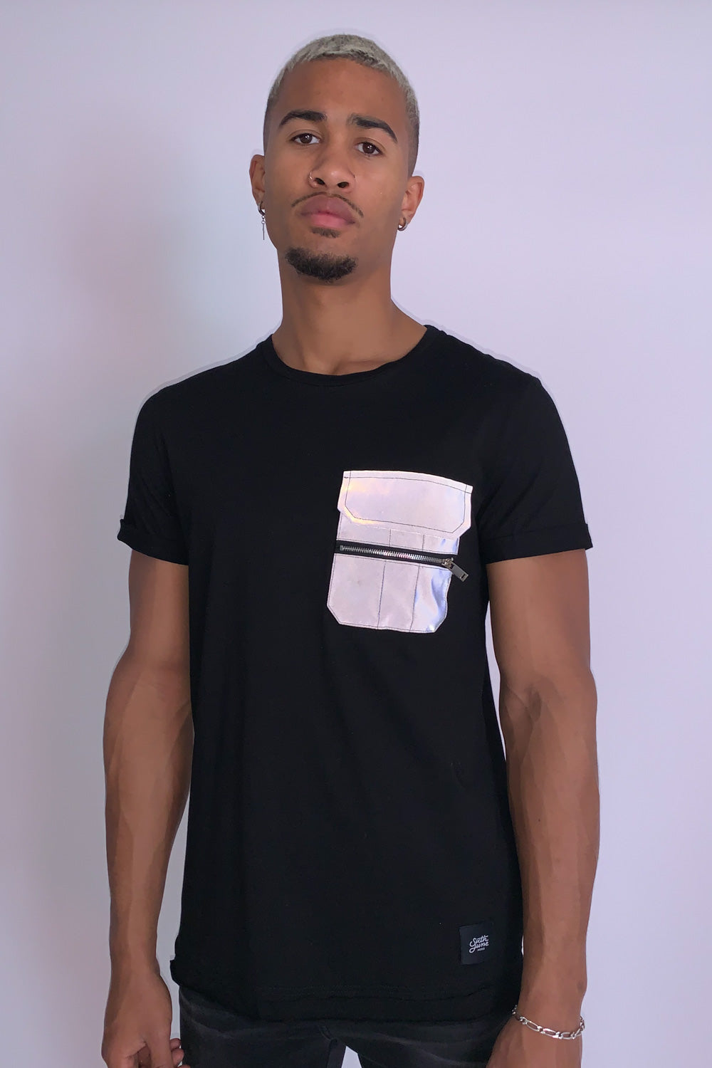 Sixth June - T-shirt poche réflechissante noir