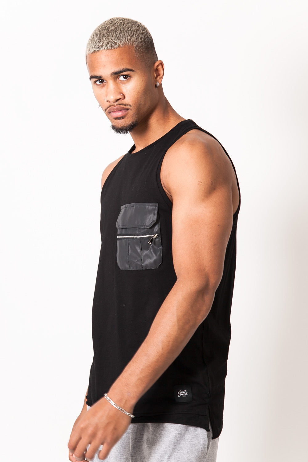 Sixth June - Débardeur poche réfléchissante noir