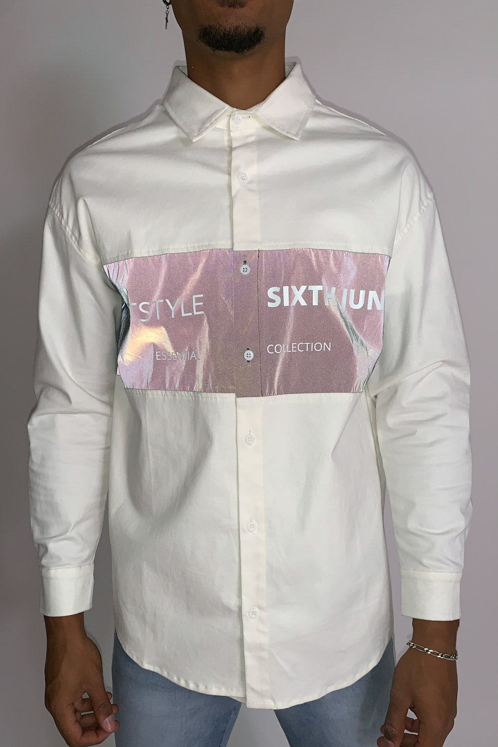 Sixth June - Chemise streetstyle bande réfléchissante blanc