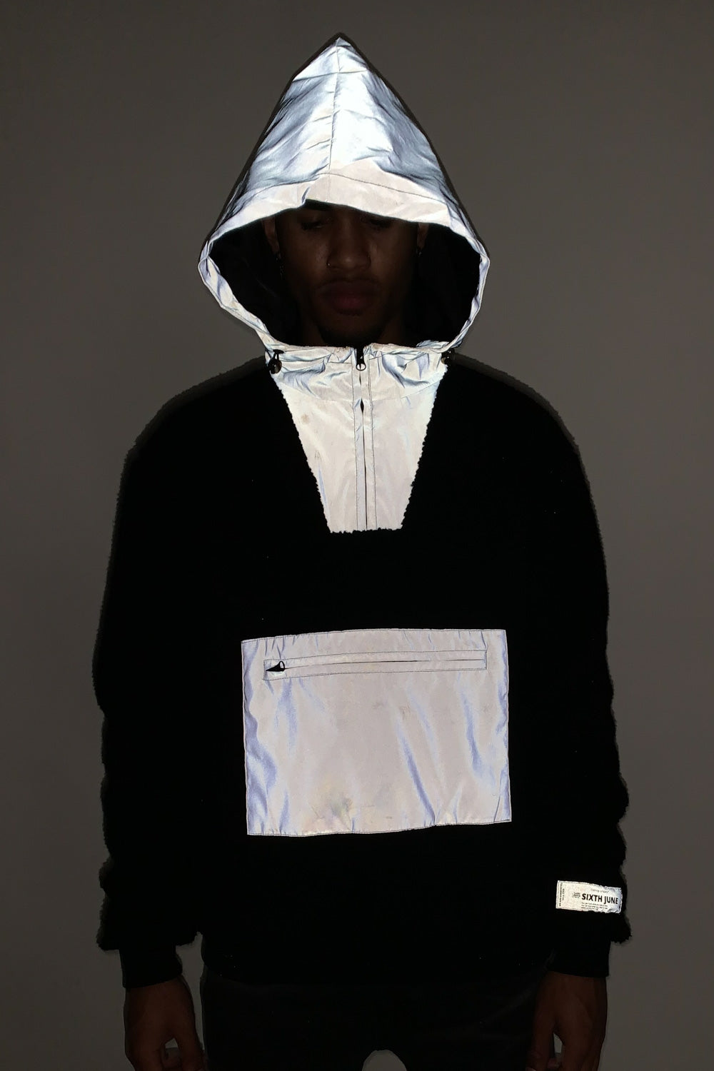 Sixth June - Sweat sherpa poche réfléchissante noir