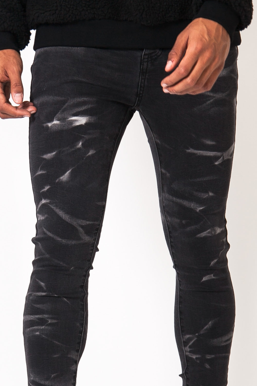 Sixth June - Jean délavé vagues gris foncé