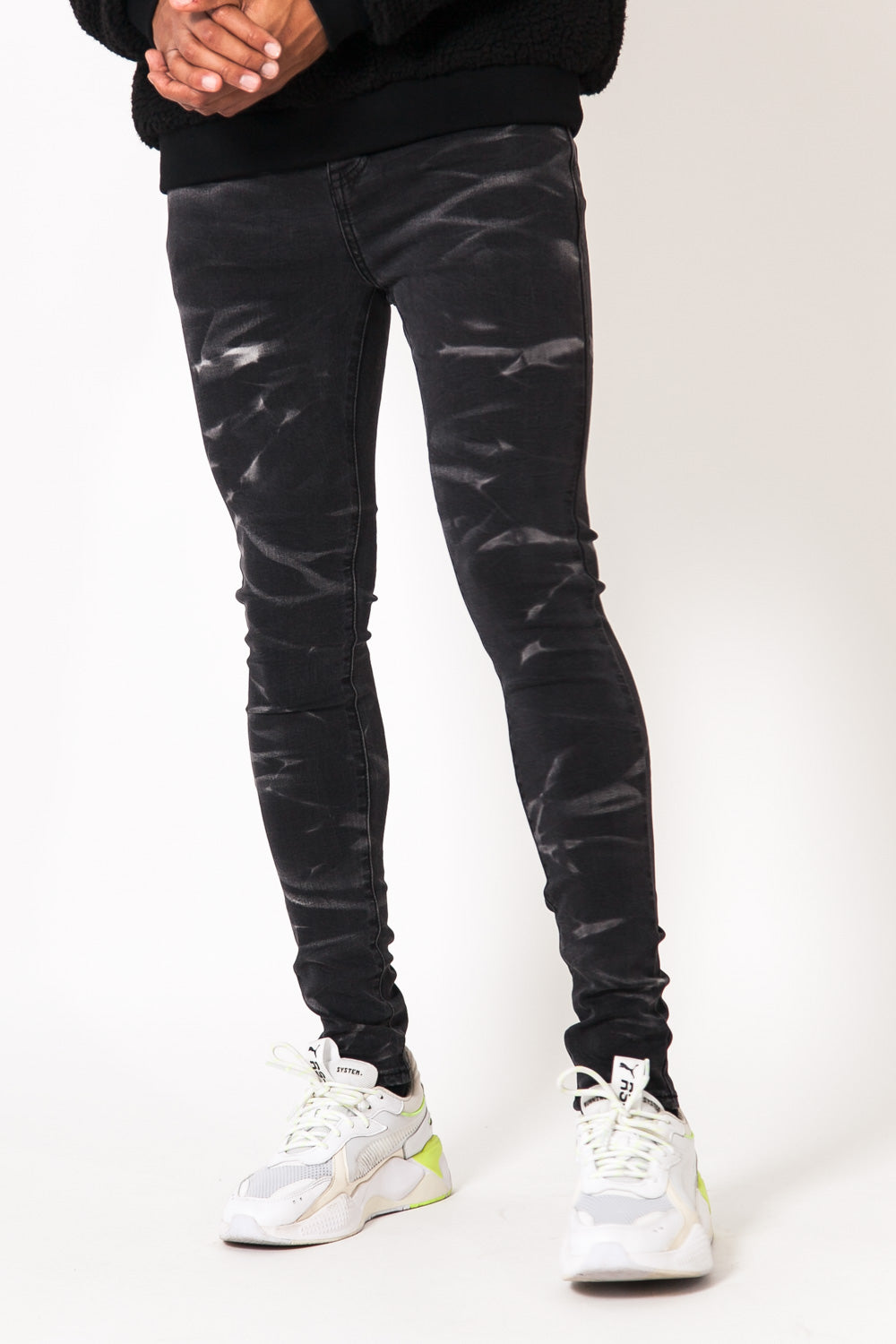 Sixth June - Jean délavé vagues gris foncé