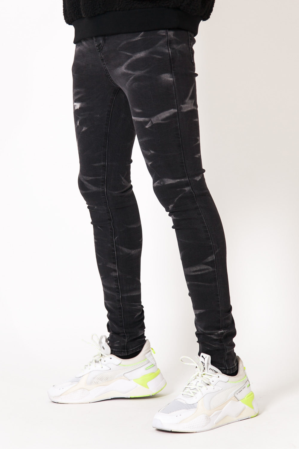 Sixth June - Jean délavé vagues gris foncé