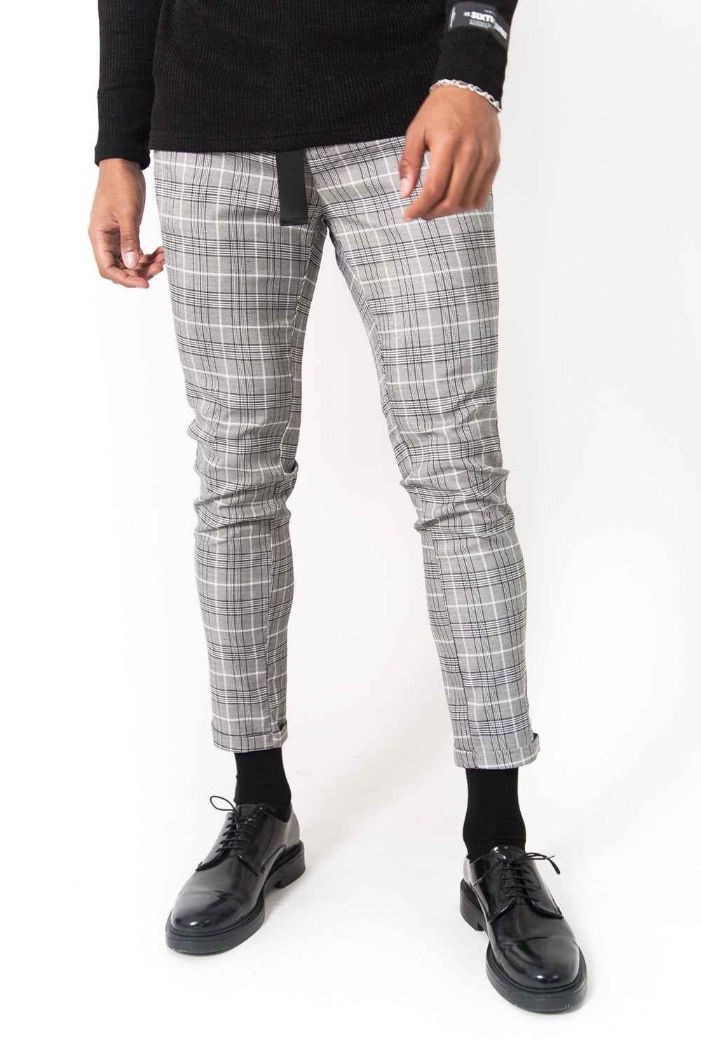 Sixth June - Pantalon Prince de Galles boucle gris noir