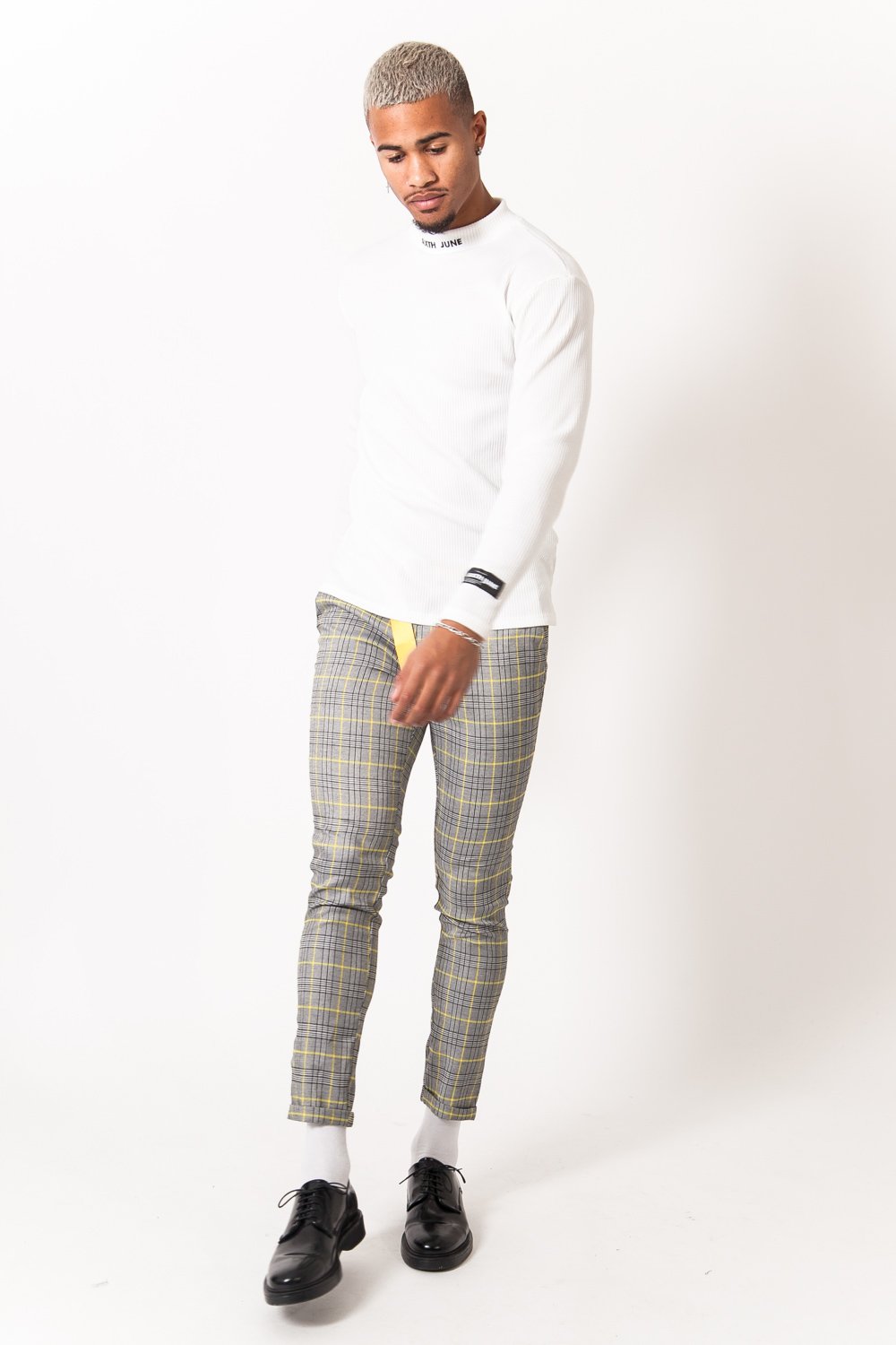 Sixth June - Pantalon Prince de Galles boucle Gris jaune