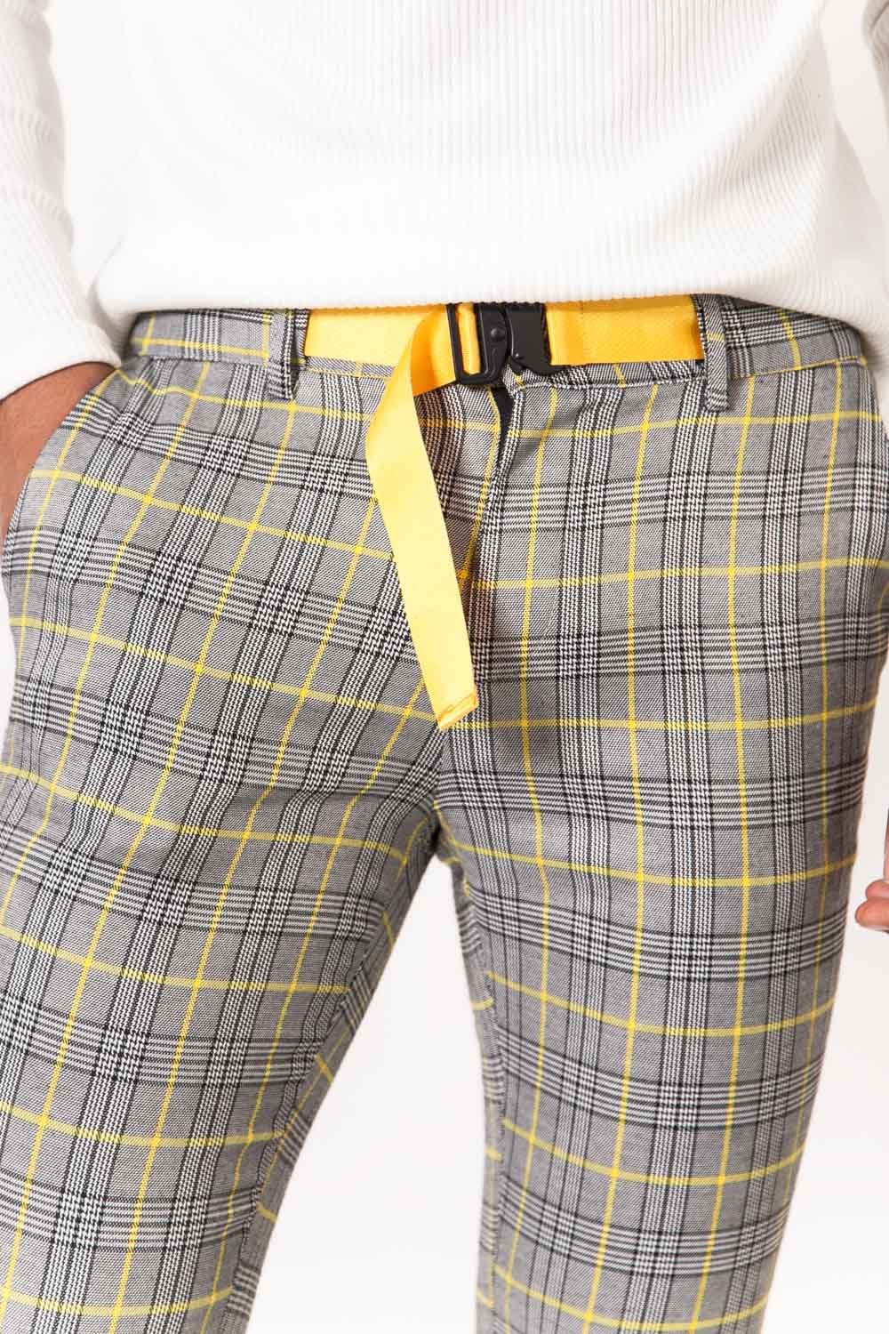 Sixth June - Pantalon Prince de Galles boucle Gris jaune