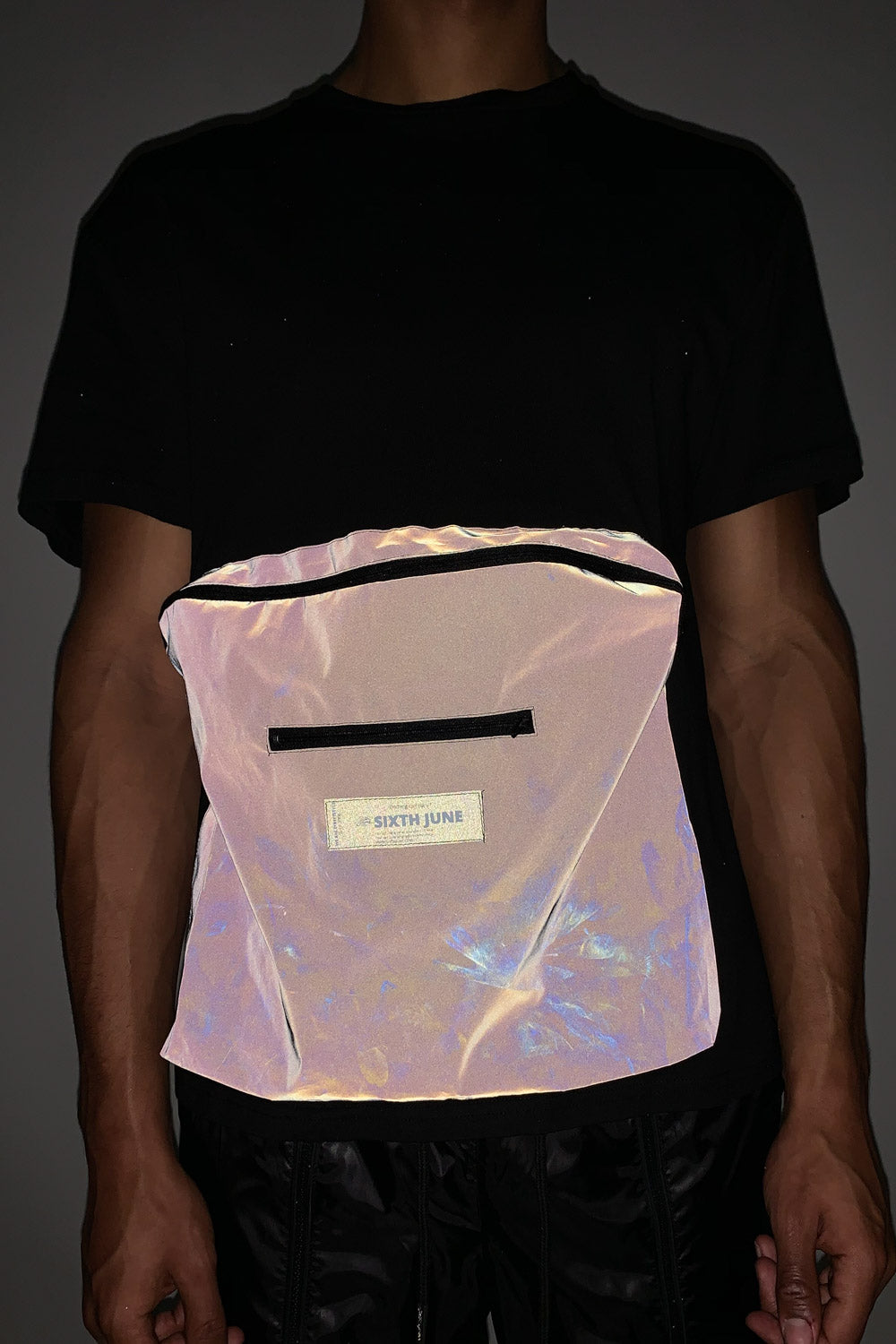 Sixth June - T-shirt réfléchissant grande poche noir