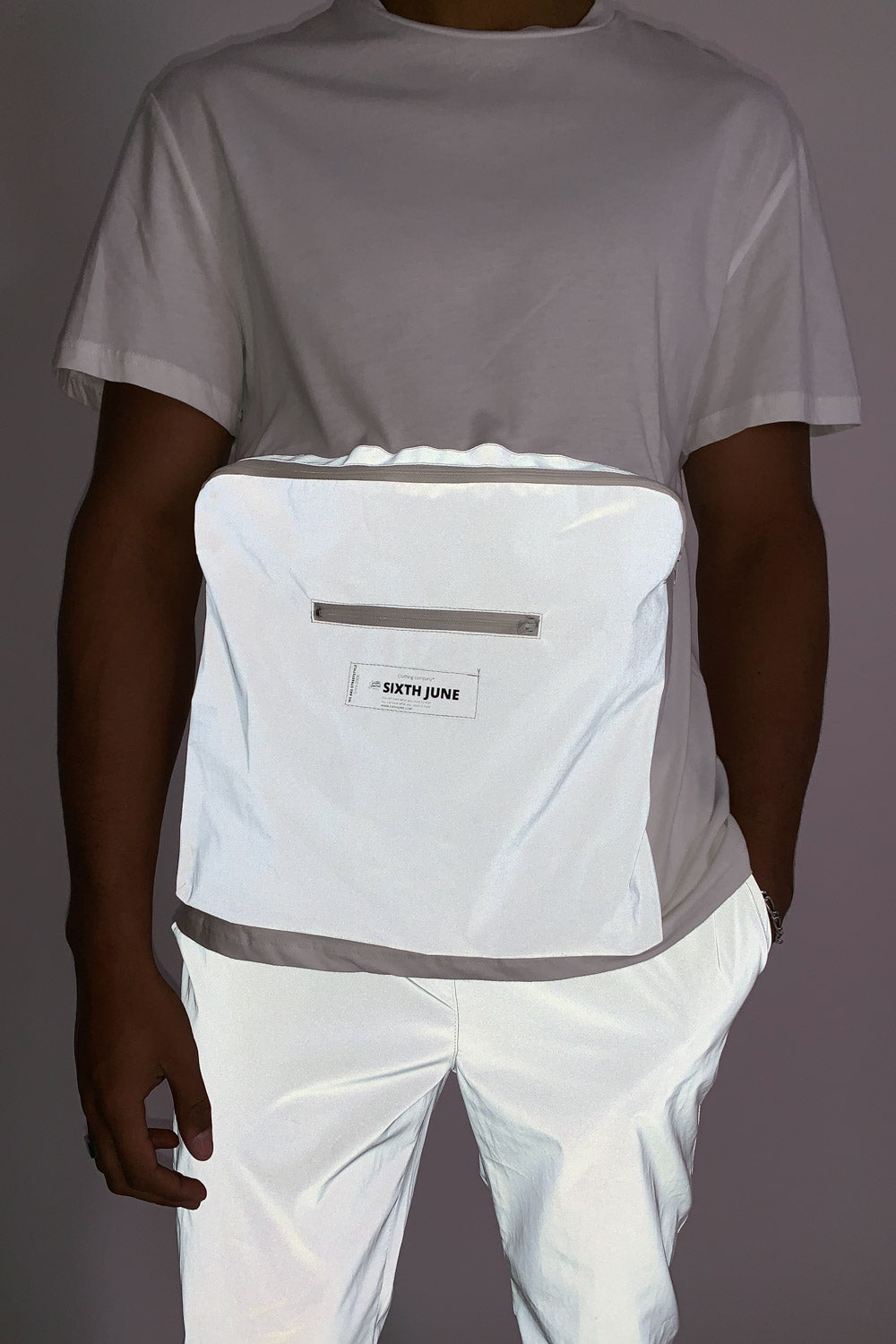 Sixth June - T-shirt réfléchissant grande poche blanc