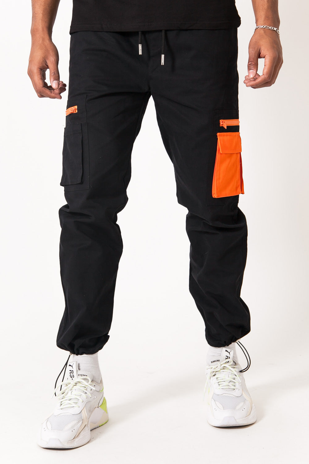 Sixth June - Pantalon cargo empiècement orange Noir