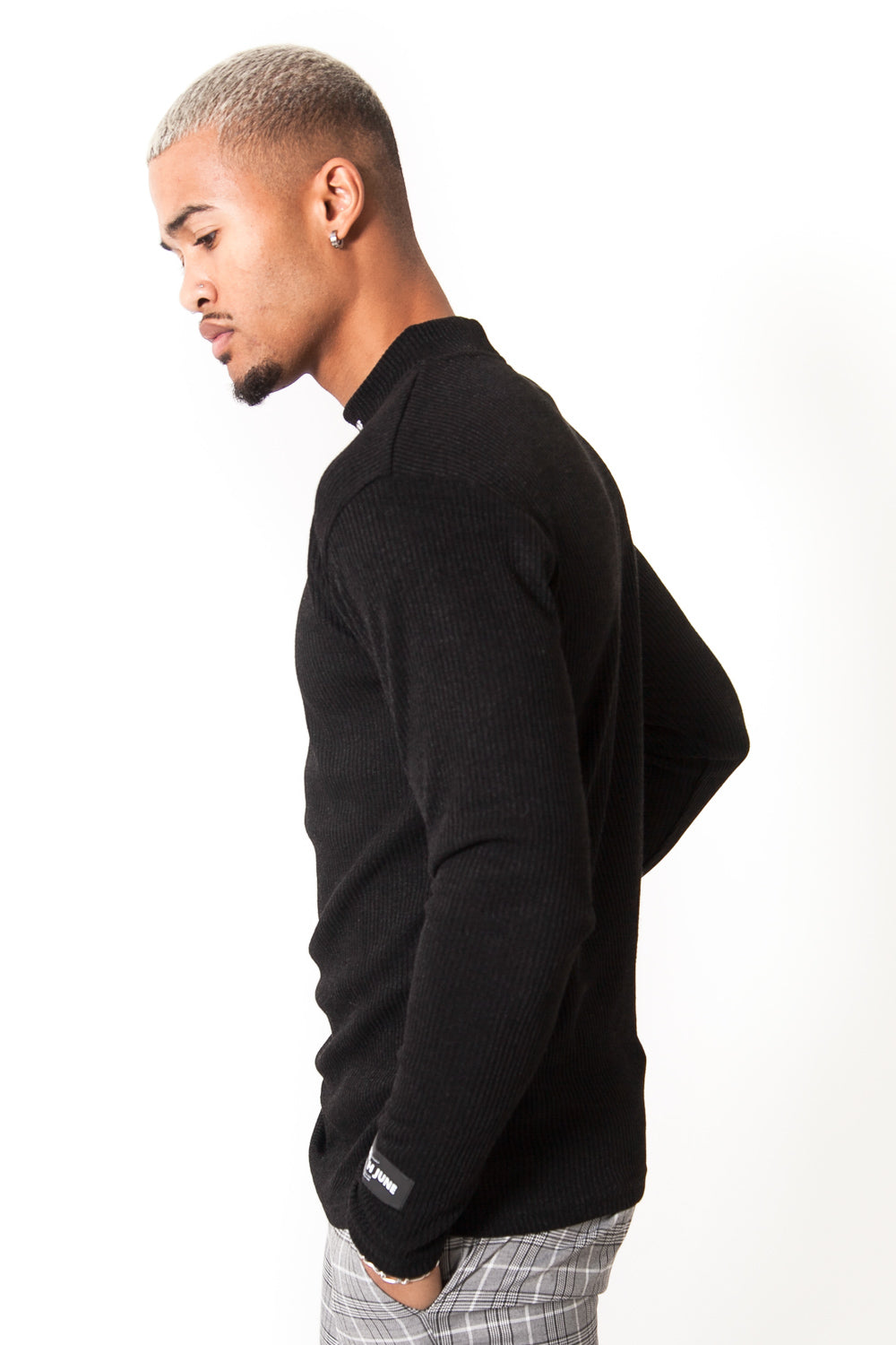 Sixth June - T-shirt col montant côtelé noir