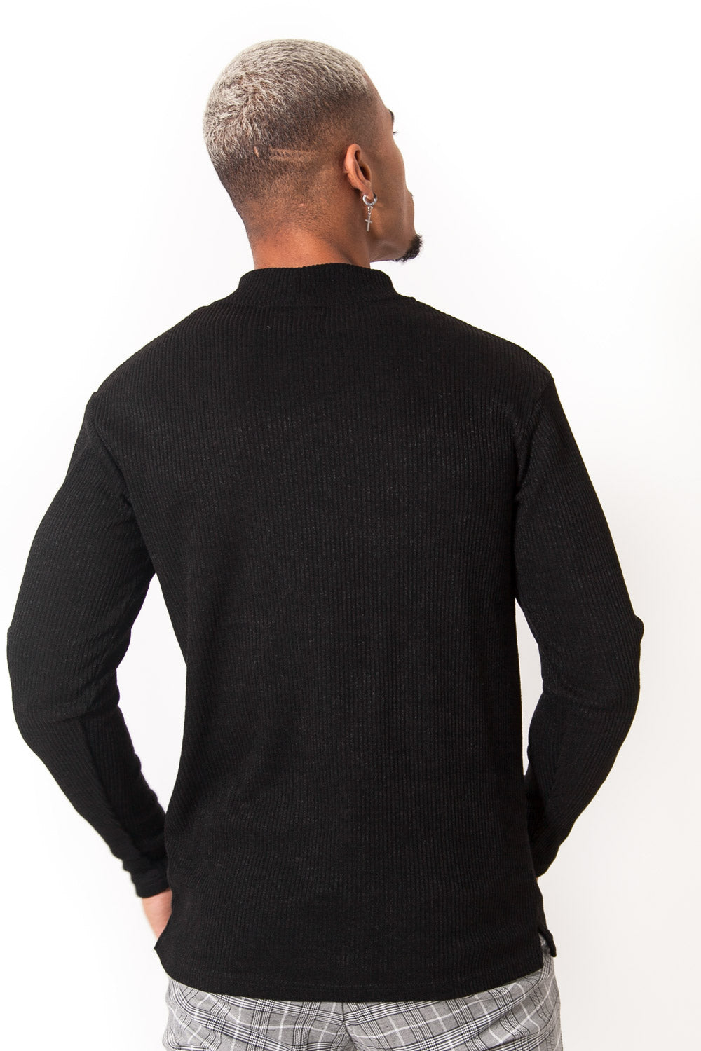 Sixth June - T-shirt col montant côtelé noir