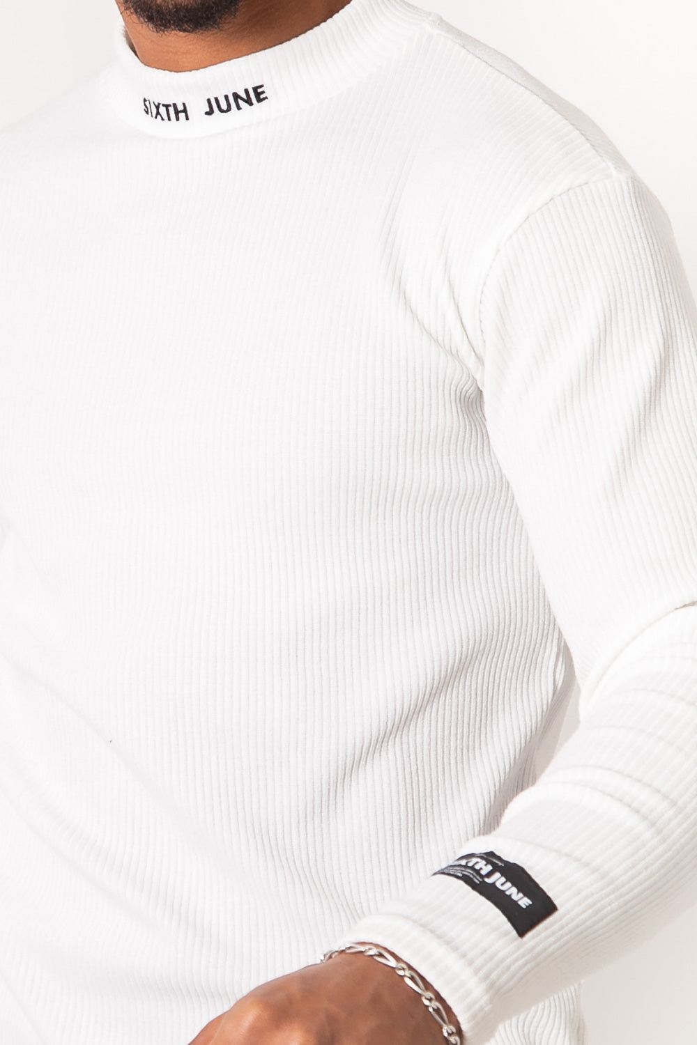 Sixth June - T-shirt col montant côtelé blanc