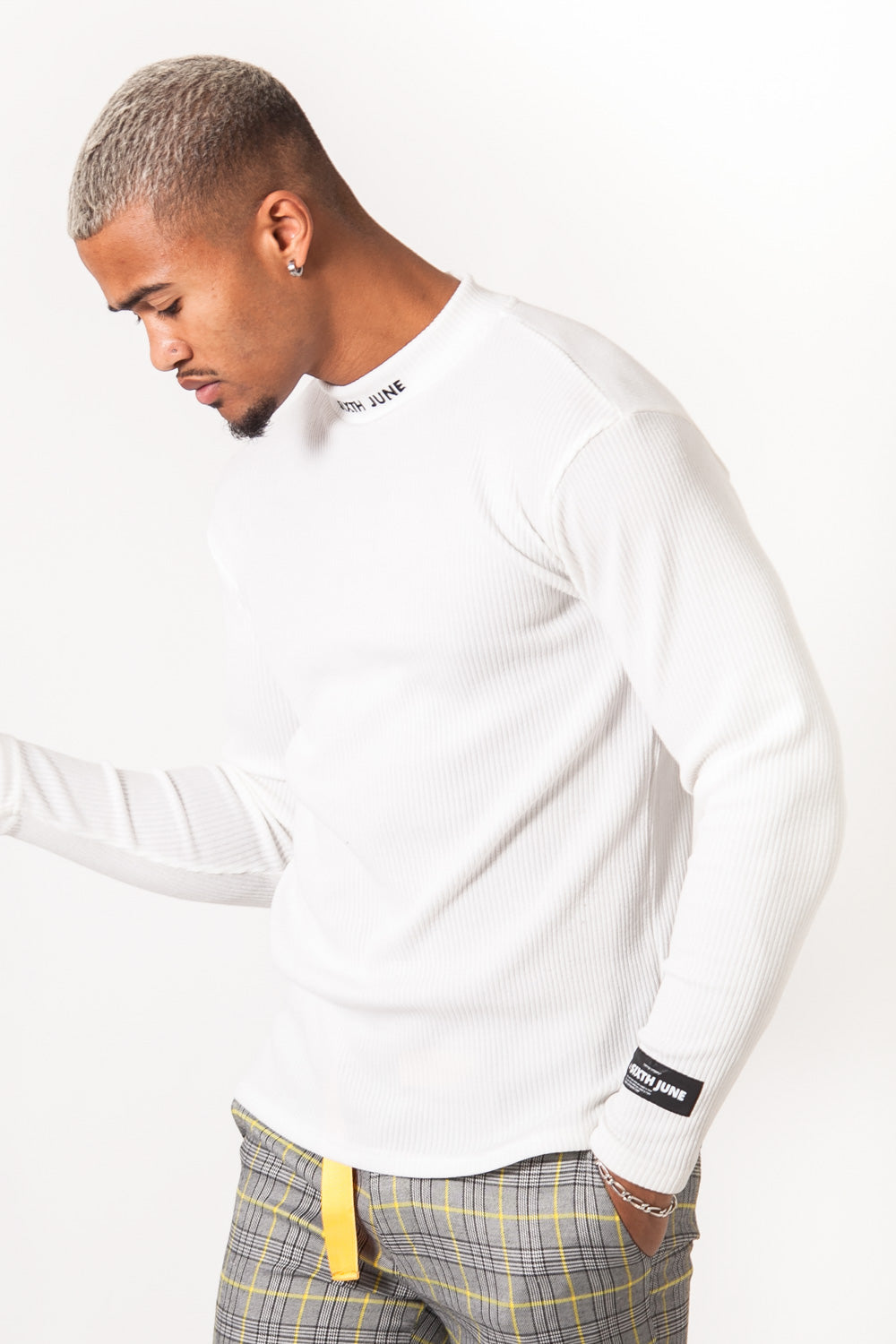 Sixth June - T-shirt col montant côtelé blanc