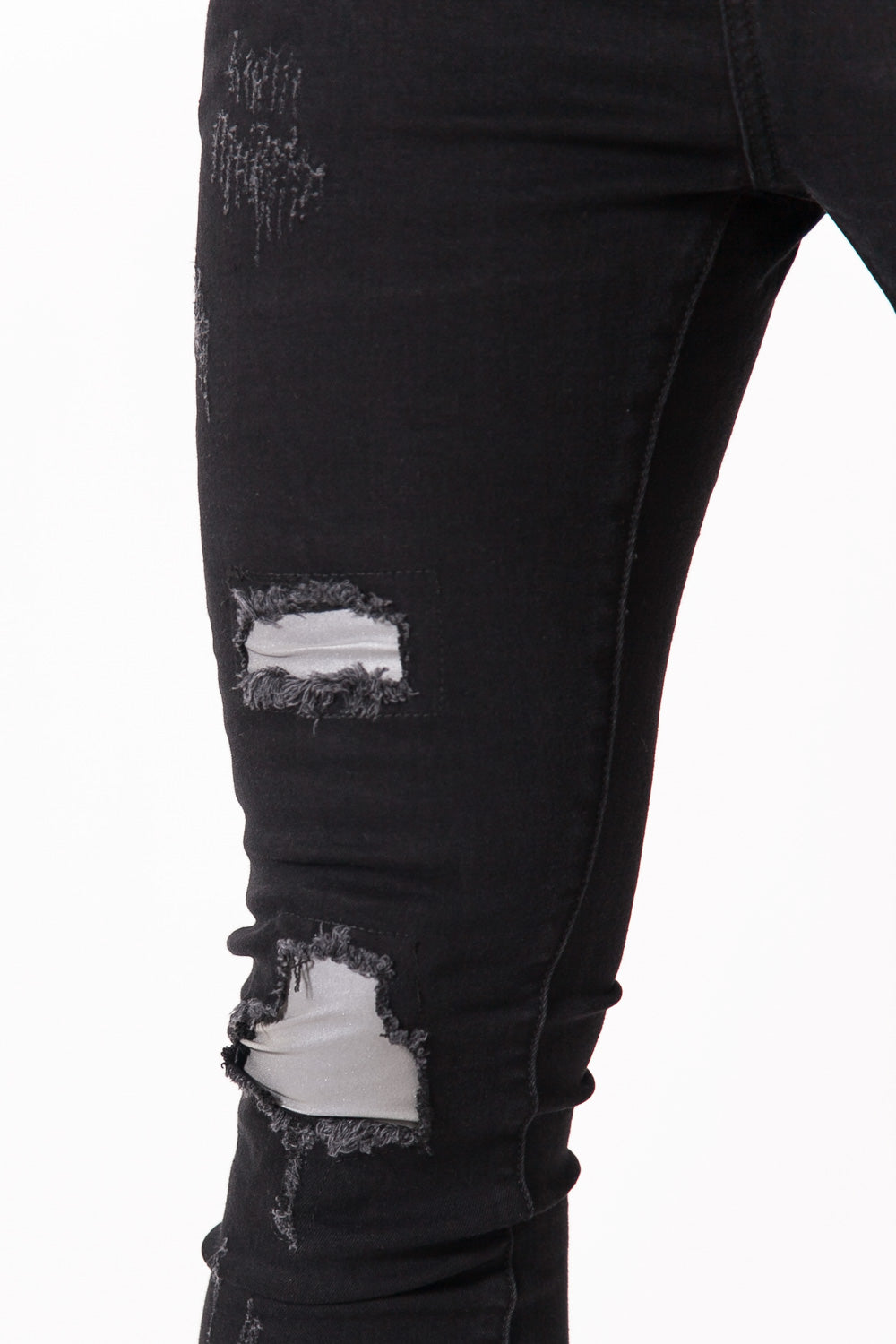 Sixth June - Jean réfléchissant griffures noir