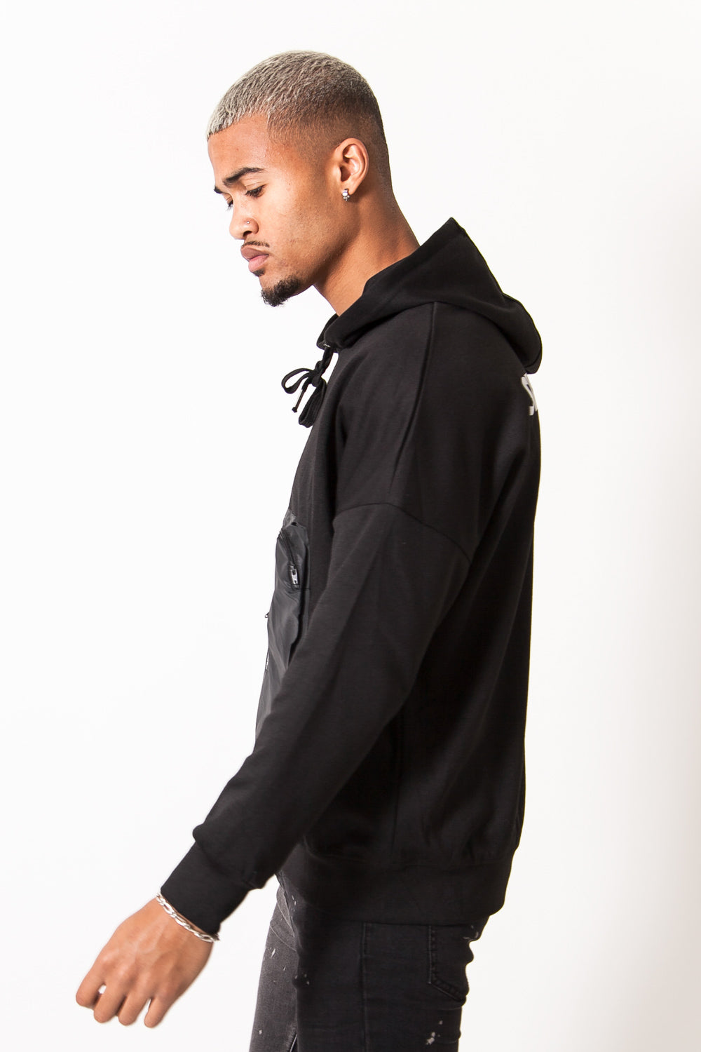 Sixth June - Sweat capuche poche réfléchissant noir