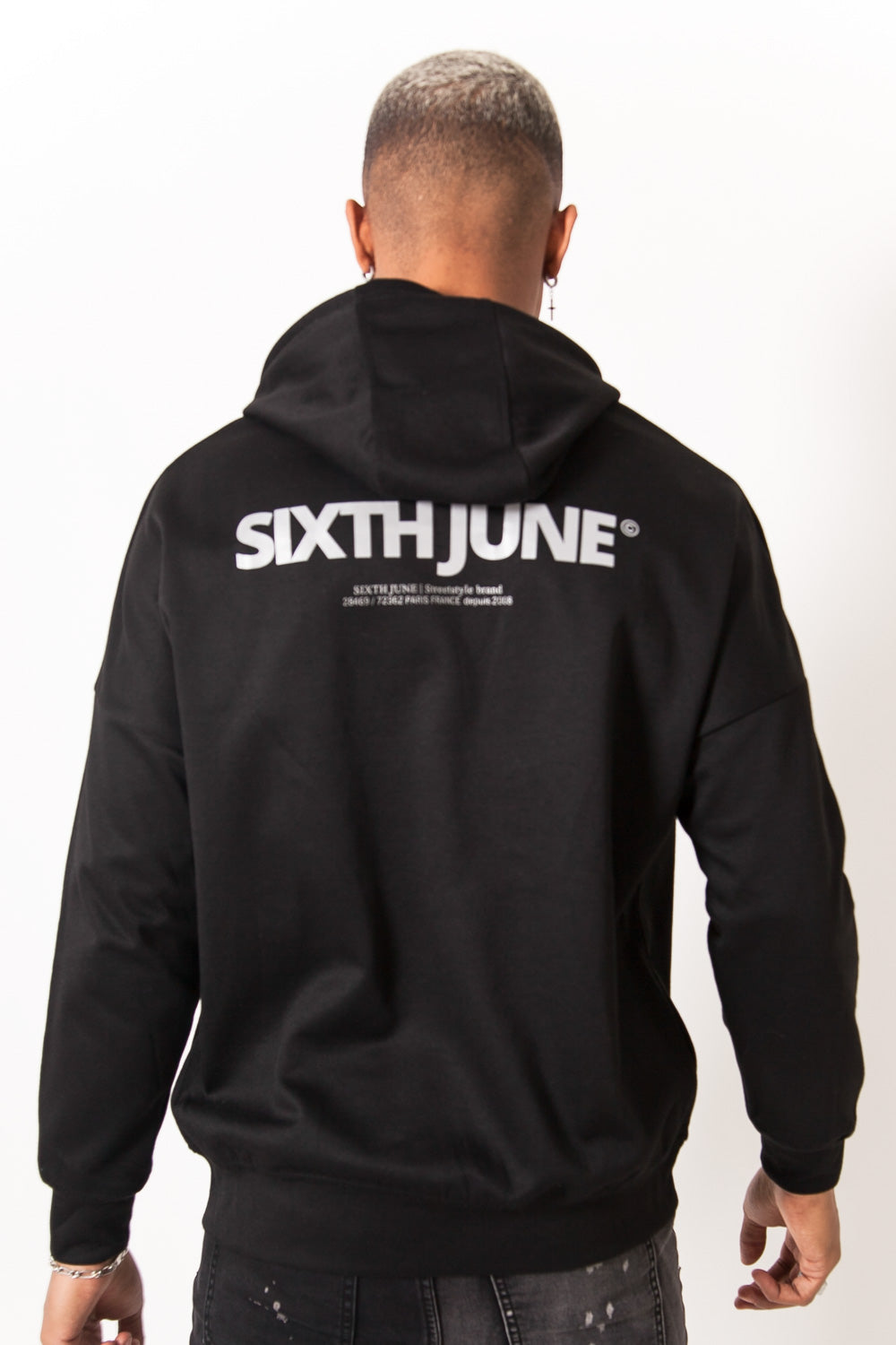 Sixth June - Sweat capuche poche réfléchissant noir