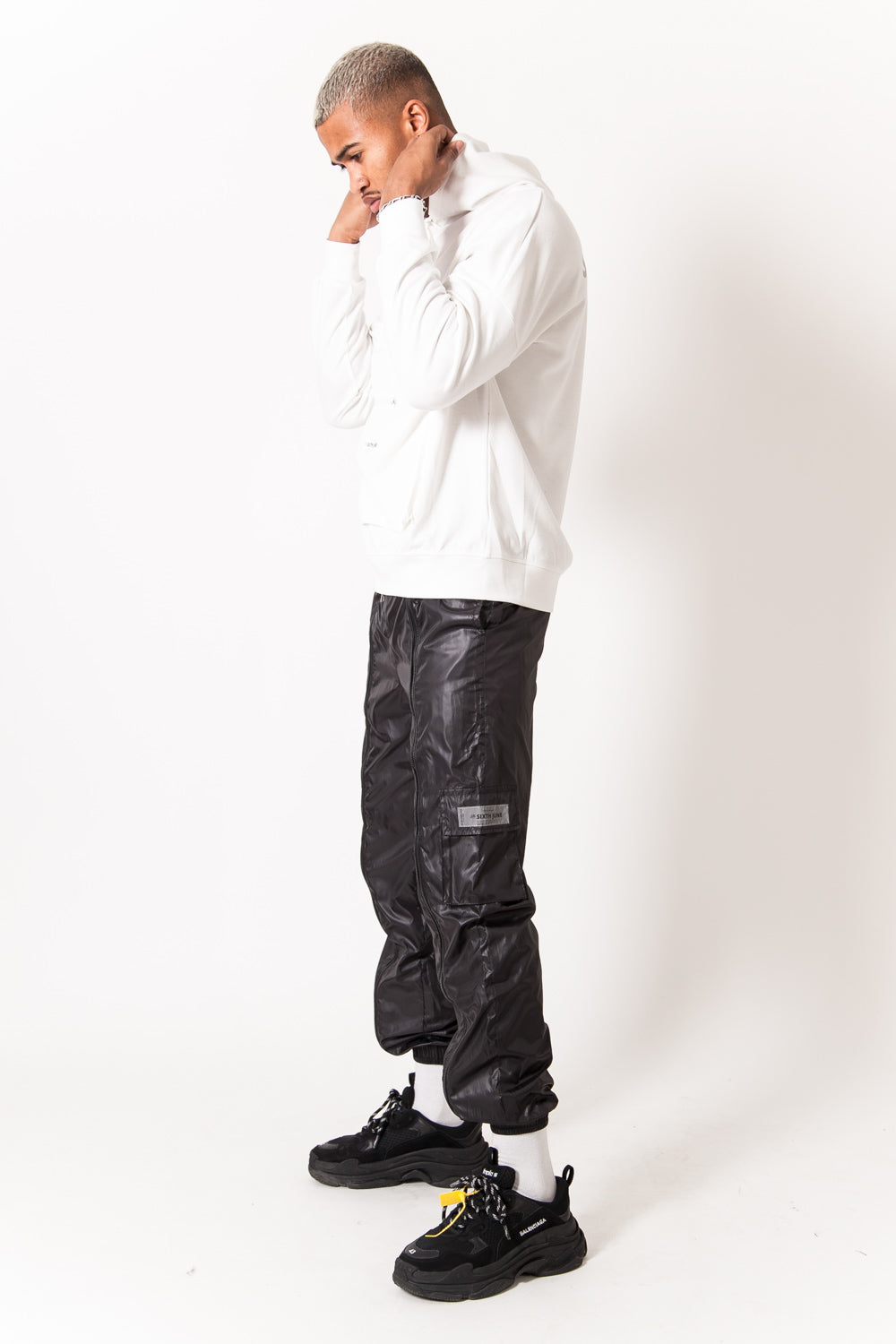 Sixth June - Sweat capuche poche réfléchissant blanc