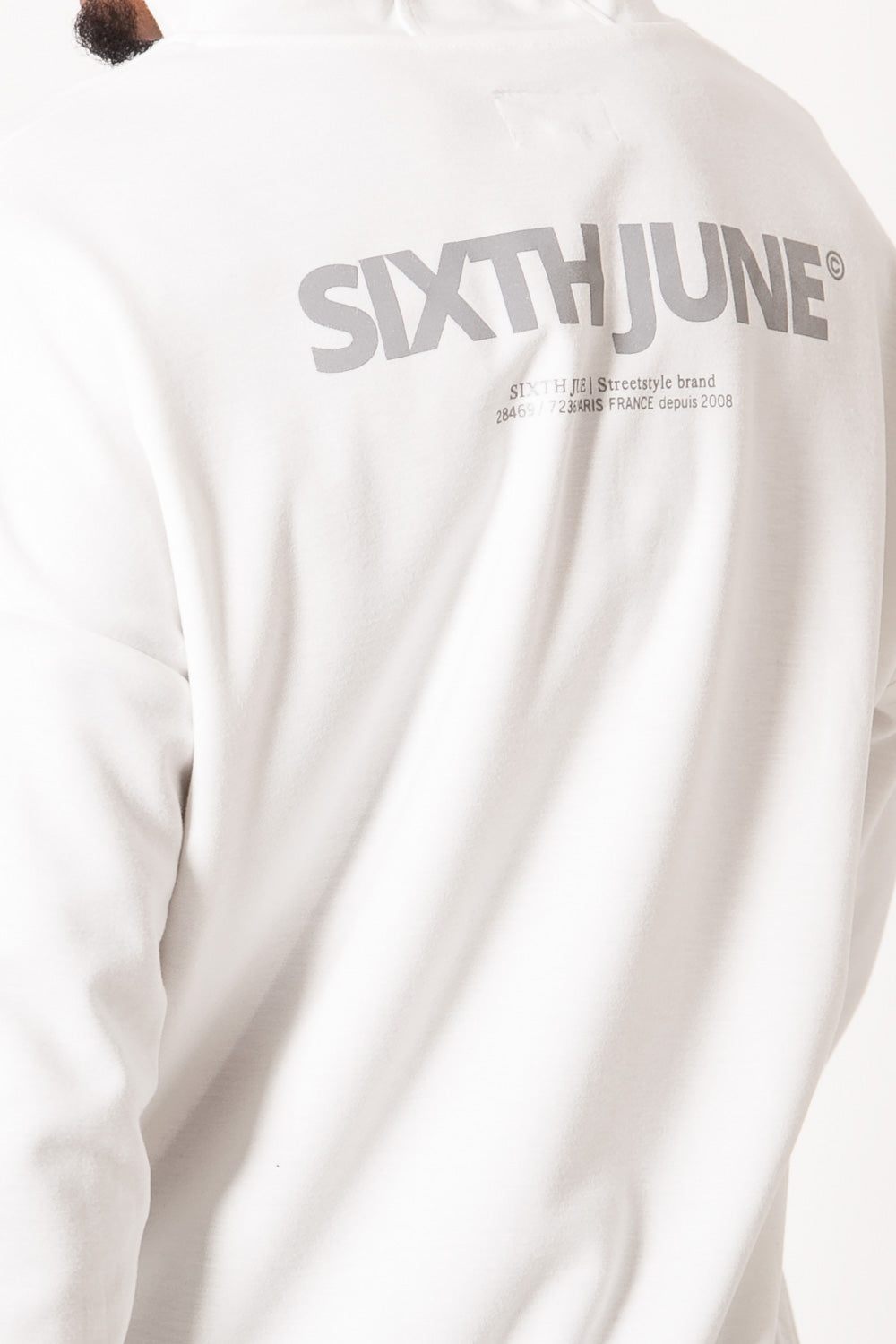 Sixth June - Sweat capuche poche réfléchissant blanc