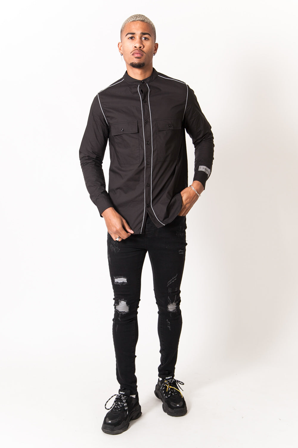 Sixth June - Chemise liseré réfléchissant noir