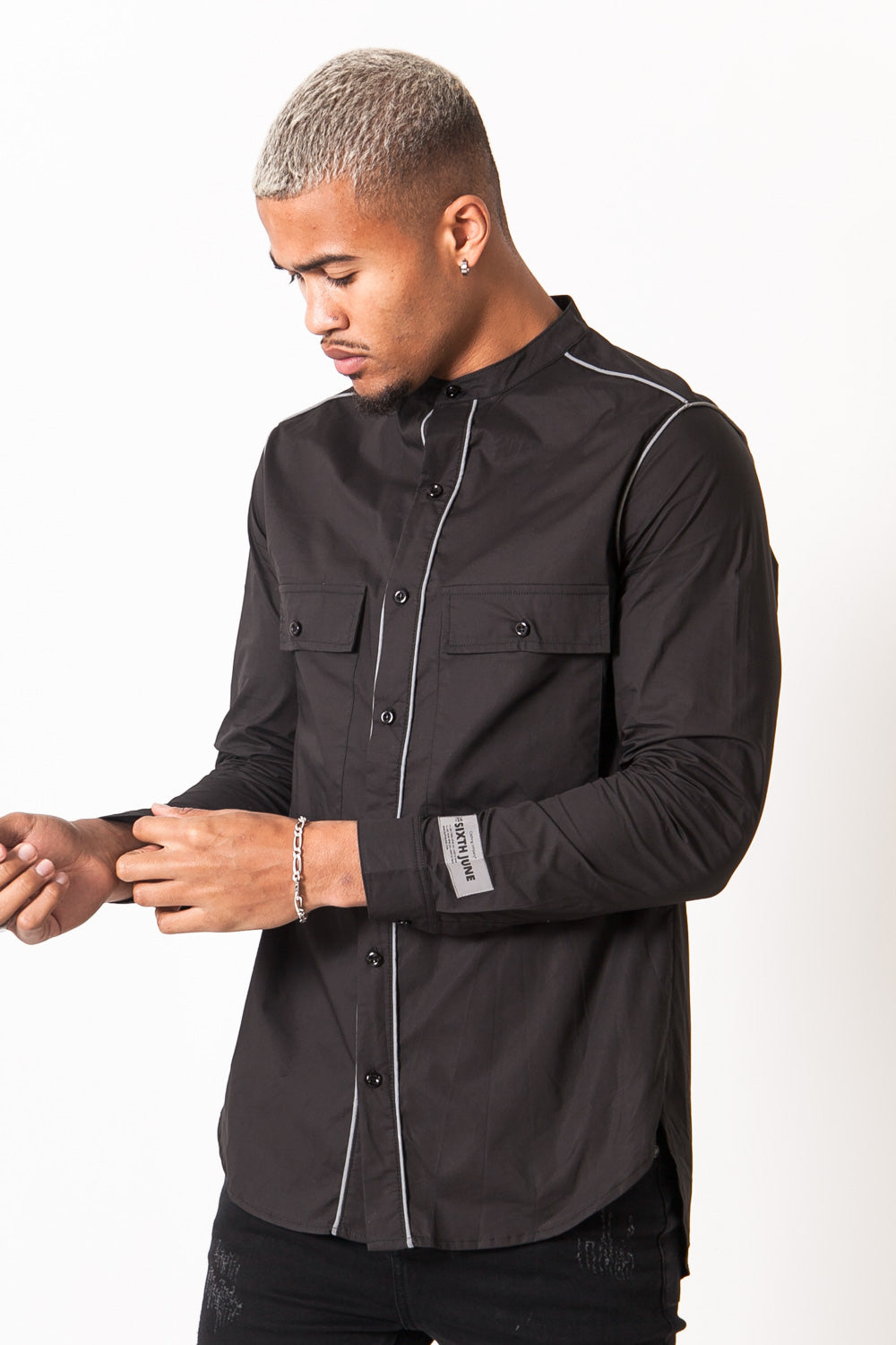 Sixth June - Chemise liseré réfléchissant noir