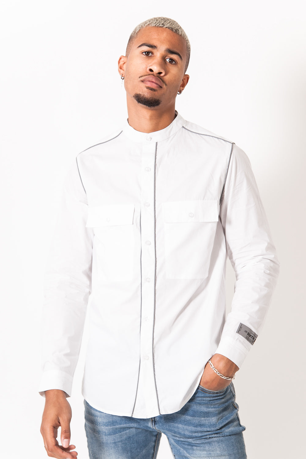 Sixth June - Chemise liseré réfléchissant blanc