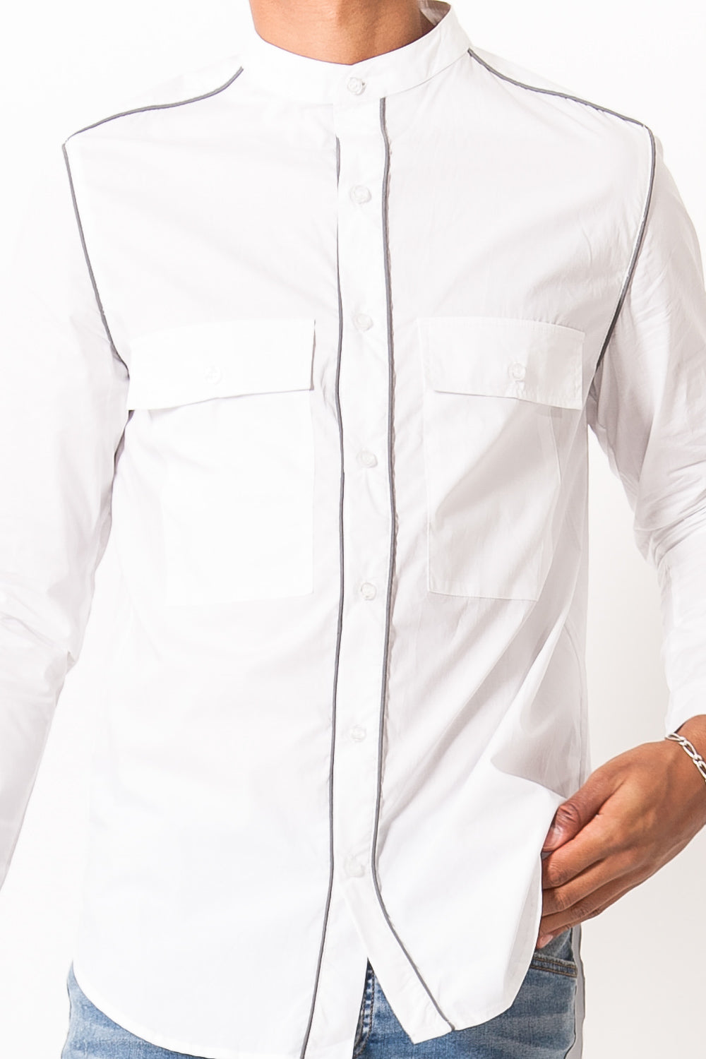 Sixth June - Chemise liseré réfléchissant blanc