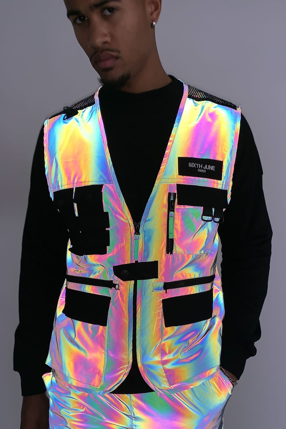 Petrol Sleeveless Multiple Pockets Jacket Dark Grey