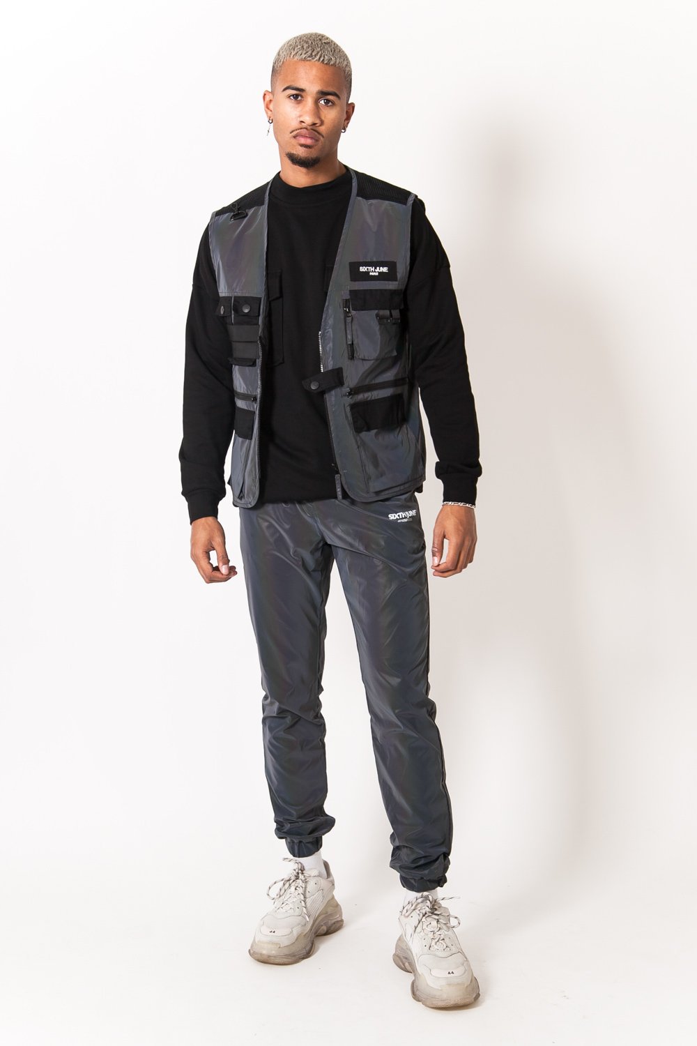 Petrol Sleeveless Multiple Pockets Jacket Dark Grey