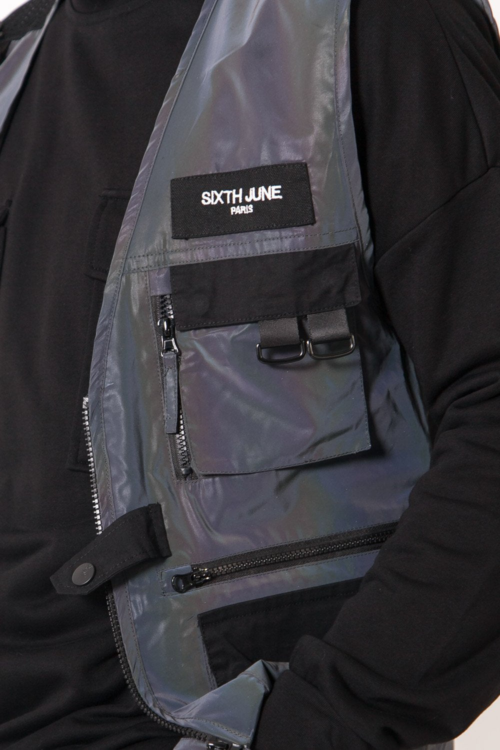 Petrol Sleeveless Multiple Pockets Jacket Dark Grey