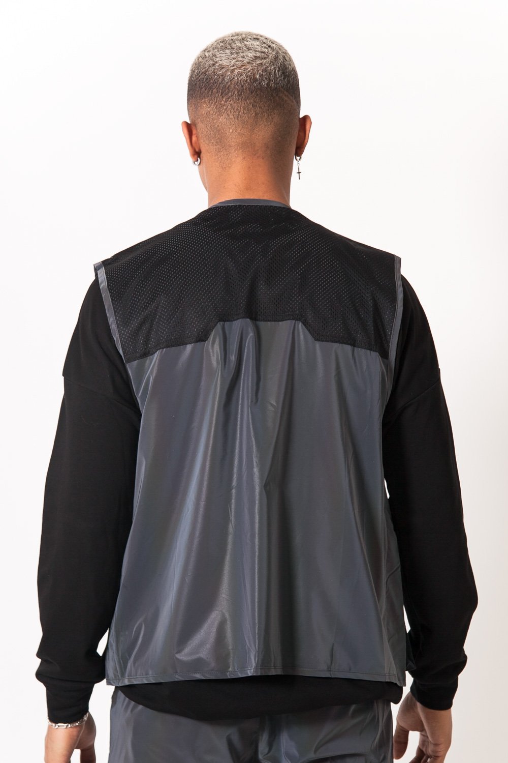 Petrol Sleeveless Multiple Pockets Jacket Dark Grey