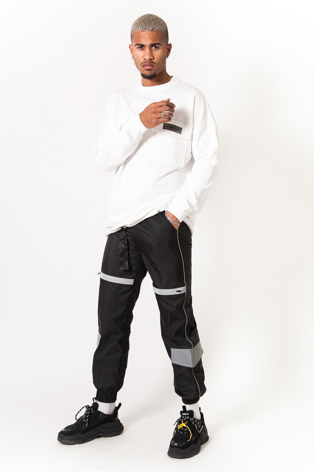 Sixth June - Jogging boucle empiècement réfléchissant noir