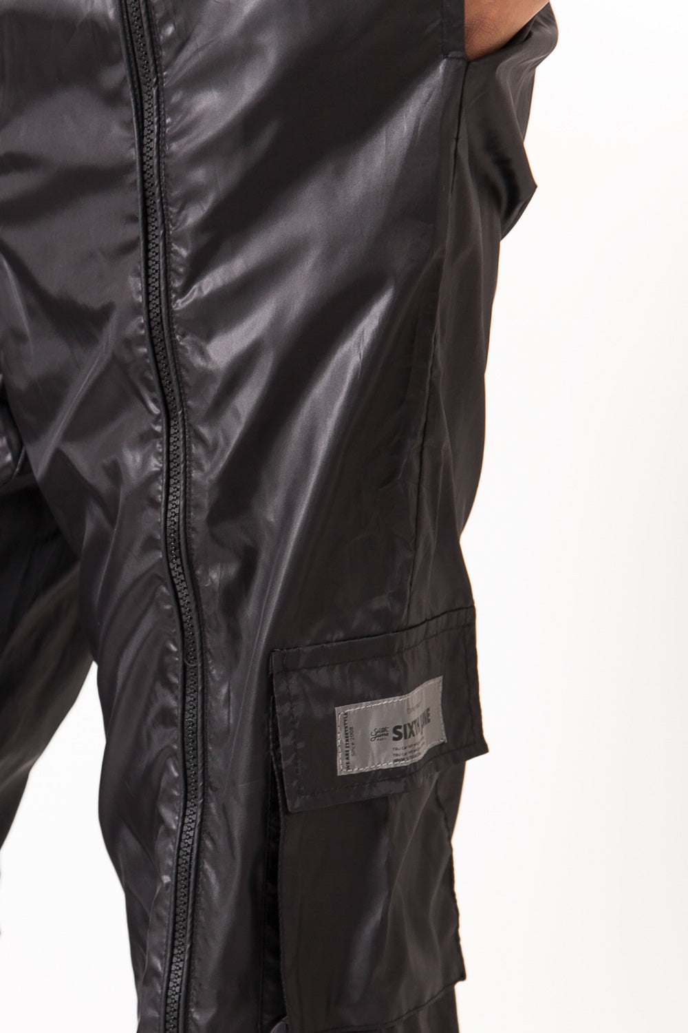 Sixth June - Pantalon jogging brillant zip noir