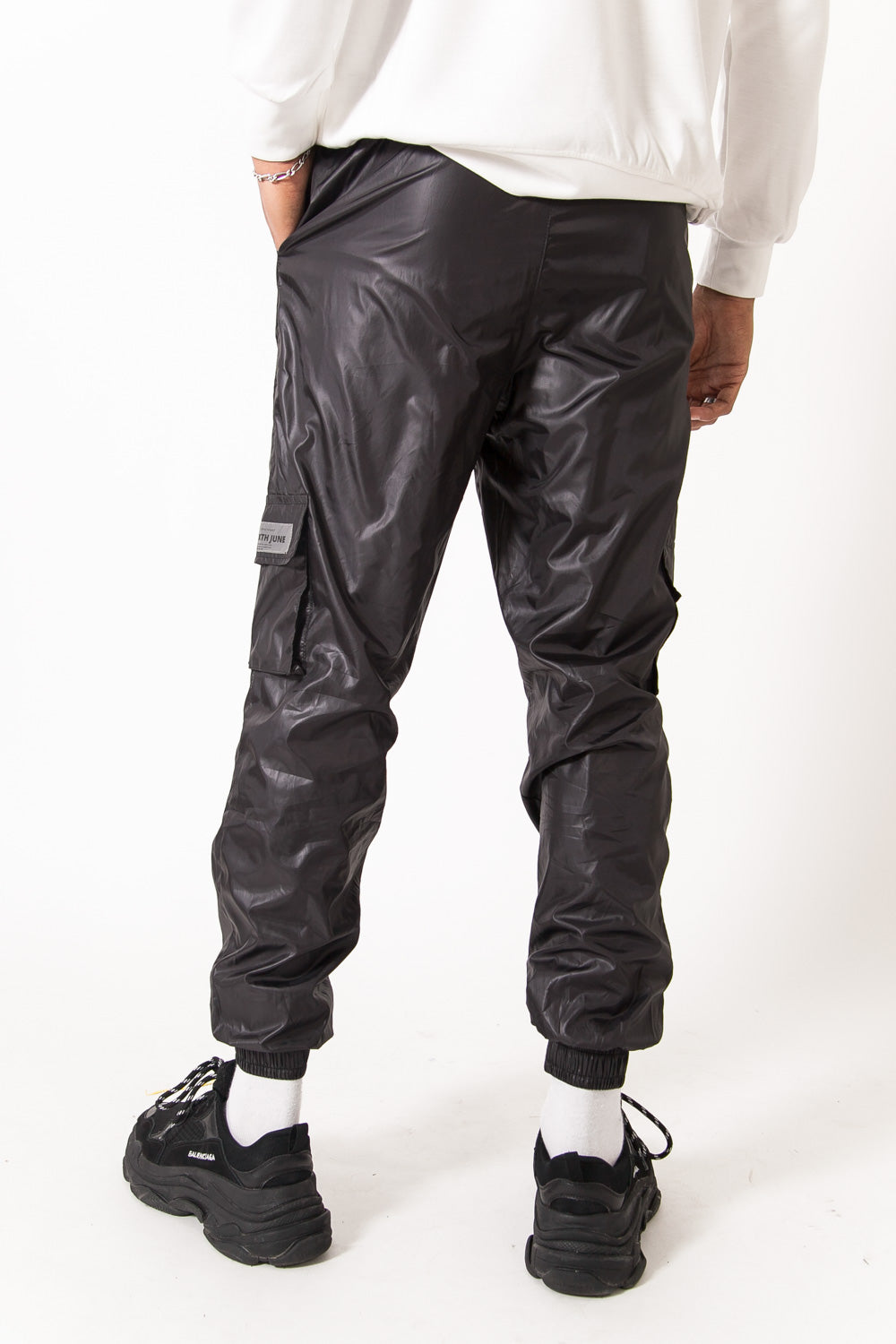 Sixth June - Pantalon jogging brillant zip noir