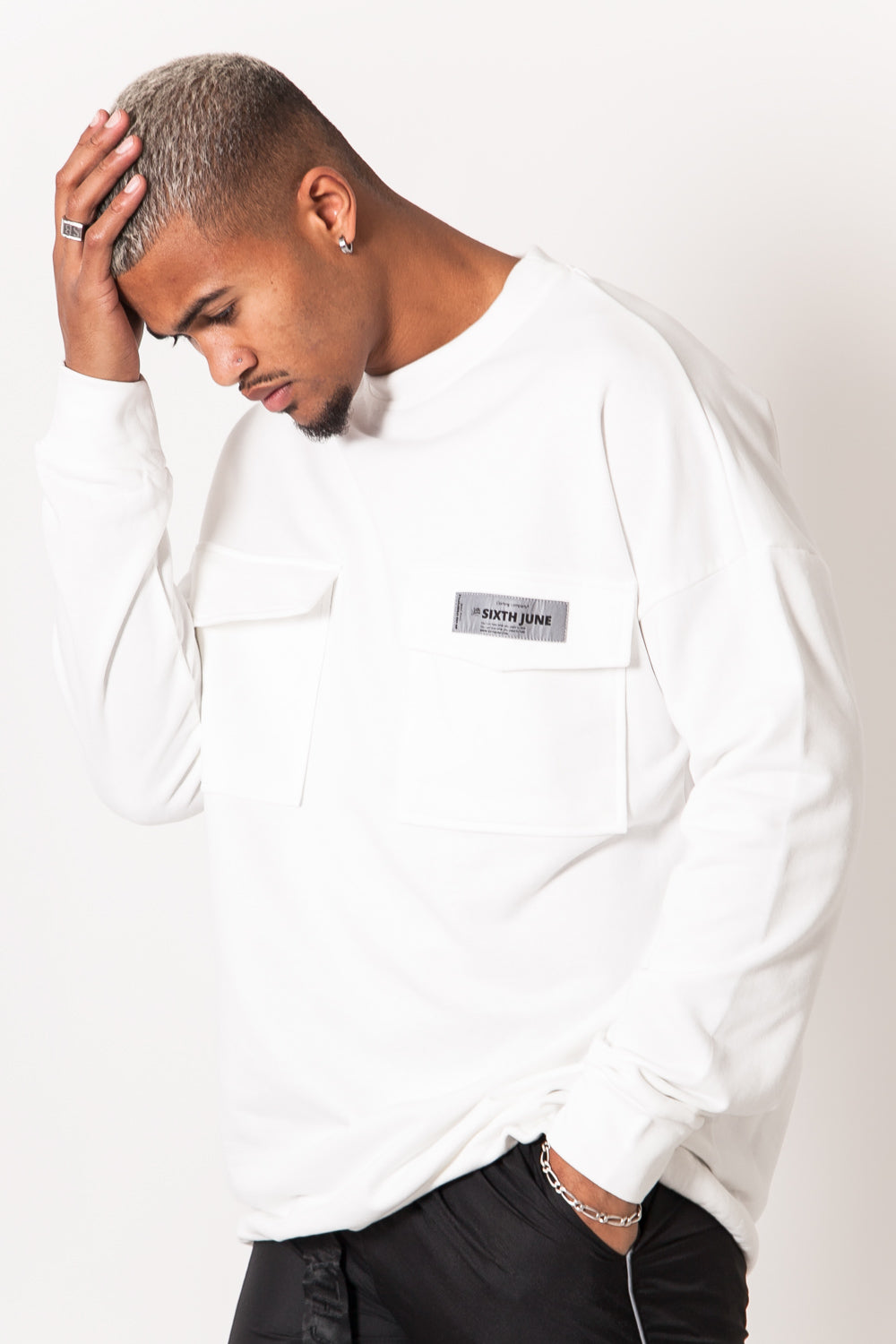 Sixth June - Sweat large élastique blanc cassé